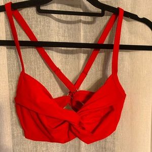 Red Athleta twist front bikini top